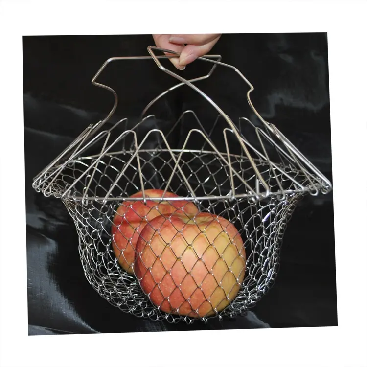 Rvs Fry Chef Basket/Opvouwbare Frituurmand/Roestvrij Staal Gaas Mand