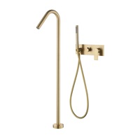 Robinet de baignoire sur pied en laiton massif personnalisé OEM, double bec de pluie, commande séparée, vente en gros pour salle de bain
