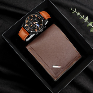Montre à quartz pour homme minimaliste avec bracelet en cuir PU, cadran en verre, accessoires, coffret cadeau pour la fête des pères - Product Image 2