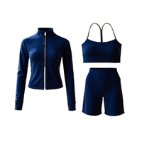 Shorts de sport, shorts de gym, shorts de basketball, ensemble de yoga trois pièces, tenue de sport respirante à séchage rapide, débardeur dos en Y, shorts cinq points