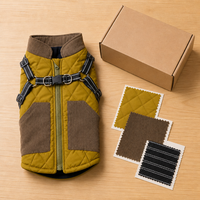 Gilet matelassé d'hiver pour chien avec harnais intégré et anneau en D, manteau confortable et coupe-vent pour animaux de compagnie avec col en velours côtelé, tailles S-3XL