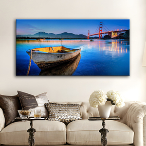 Peinture sur toile Paysage Bleu Bateau sur la <span class=keywords><strong>mer</strong></span> et le ciel, impression murale, décoration intérieure, peinture décorative de paysage - Product Image 6