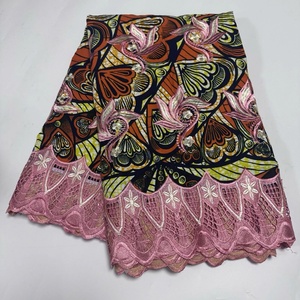 Wax African Cotton Fabric With <strong>Embroidery</strong> Laces African With <strong>Embroidery</strong> Lace <strong>Material</strong> Sewing French Lace Fabric for Dress - Product Image 2