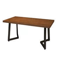 Rétro américain en bois massif Petite table carrée Restaurant et Diner Table avec cadre en fer Ensemble de chaises Café Table ronde