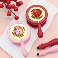 Ensemble de 1 fonteuse à cire à cacheter : Fonteuse à cire à cacheter en bois avec cuillère et poignée de couleur macaron