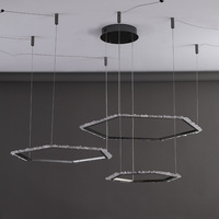 Lustre LED rectangulaire moderne en acier inoxydable et cristal naturel, taille moyenne, avec suspension pour usage hôtelier personnalisé