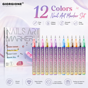 Giorgione 12 <strong>Colors</strong> <strong>Nail</strong> Art Marker Set Water Based Quick Dry <strong>Nail</strong> Painting Pens For DIY Manicure Design - Product Image 1