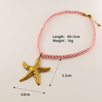 Mode Étanche Style Océan En Acier Inoxydable Pendentif En Nylon Corde Collier Bijoux pour Femmes Cadeaux D'été