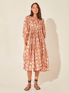Boheme largo Kimono da donna all'ingrosso manica lunga autunno abiti stampati donna Casual estate abito elegante 2023 - Product Image 4