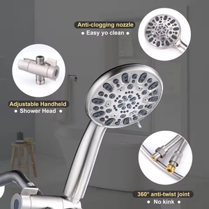 ชุดฝักบัวแรงดันสูง 7 ฟังก์ชั่น พร้อมสายสแตนเลสและหัวฝักบัวแบบมือถือ 3 ทาง - Product Image 5