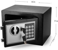 Mini Digitaler Versteckter Geldtresor mit Schlüsselschloss Elektronisches Schloss Batteriebetrieben Kaltgewalzter Stahlkonstruktion für Heim- und Büronutzung