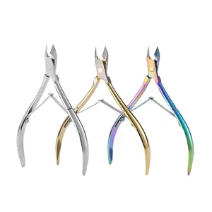 Strumento professionale personalizzato per Manicure con Logo privato in acciaio inox colore arcobaleno taglia unghie forbice Set di pinze per cuticole