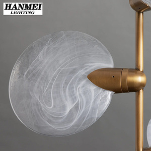 Steel-framed Glass LED Long Middle <b>Hanging</b> Floor Lamp With <b>White</b>/Gold and 3-Year Warranty HM-Floor Lamp Steel Frame Cons - Product Image 2