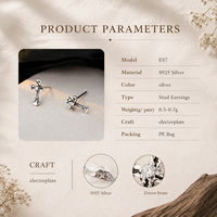 Original-Design 925 Sterling Silber Handgefertigte Mini-Ohrstecker in Kreuzform für Damen, Hochzeit, Jubiläum, Party