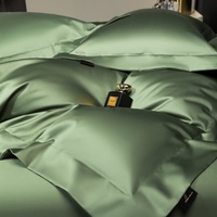 Haute qualité couleur unie Textiles de maison drap de lit vert 4 pièces housse de couette 100S longue agrafe coton housse de couette ensemble de literie