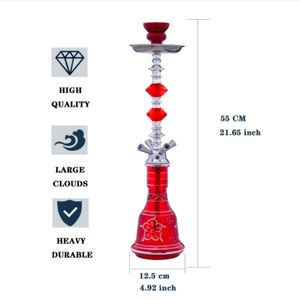 Juego de Cachimba Portátil Ecológico de 22 Pulgadas con Barra de Espejo Azul, Roja y Negra, 4 Mangueras, Base de Plástico, para Fiestas, Cumpleaños - Product Image 6