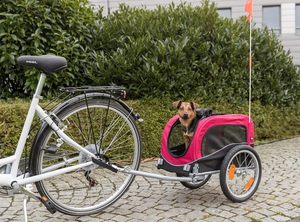 Remorque de vélo pliable pour animaux de compagnie, remorque de vélo pour chien en maille respirante, remorque de vélo pour petits et moyens animaux, transporteur de voyage pour animaux de compagnie à 2 roues pour le cyclisme en plein air - Product Image 6