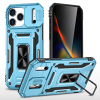 Coque de téléphone portable pour iPhone 17 Pro Max avec mini-support, anneau magnétique, style Ins, peinture pulvérisée, résistante aux chutes, fenêtre coulissante pour Apple
