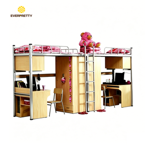 Cama Alta Multifuncional para Dormitorio Estudiantil con Escritorio y Armario, Estructura Metálica para Hostal Universitario, Certificación CE - Product Image 3