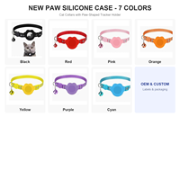 Collier pour chat cyan avec support de traceur en silicone en forme de patte, boucle de sécurité réfléchissante anti-perte, localisateur intelligent pour chats