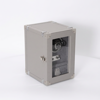 Boîtier remontoir automatique pour montre à 1 emplacement, en cuir PU gris, avec fenêtre en verre, moteur silencieux, personnalisable avec logo, fait main