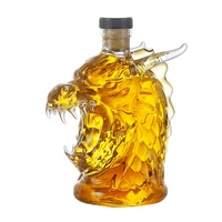 Carafe à vin en cristal de conception classique de dragon animal, fournisseur chinois, bouteille en verre transparente 300 ml, soufflée à la main