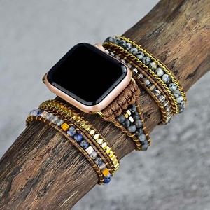 <span class=keywords><strong>Bracelet</strong></span> de bijoux de bohême CAOWTAN pour <span class=keywords><strong>Apple</strong></span> <span class=keywords><strong>Watch</strong></span> Band 44 45 42 41mm <span class=keywords><strong>Bracelet</strong></span> <span class=keywords><strong>tressé</strong></span> de perles naturelles faites à la main vintage pour Iwatch Band - Product Image 4