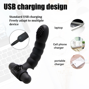 Silikon siyah kadın Masturbator G-SPOT vibratör USB şarjlı vajina teşvik parmak kol renk kutusu ambalaj - Product Image 5