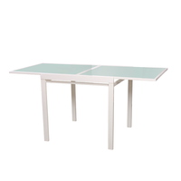 Extension de table pliante et extensible, avec mécanisme à dessus en verre