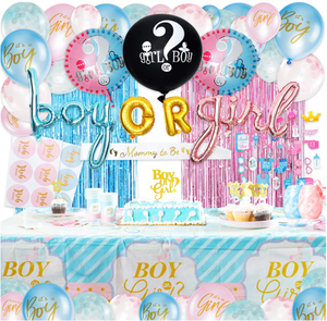 Fiesta de revelación de género colgante niño o niña confeti globo de papel de aluminio globos banderas cortina colgante accesorios de fotografía faja pastel toppers Decoración - Product Image 1