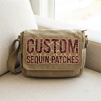 Patchs thermocollants personnalisés en forme de cœur brisé avec logo, petits mini-patches à sequins verts, rouges et argentés pour vêtements et chemises