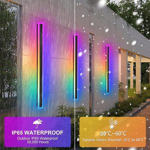 Outdoor WiFi APP Control LED Square Long Strip Wall <b>Light</b> IP65 Waterproof RGB for Porch & Garden - Product Image 3