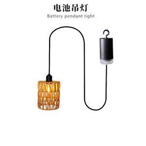 Nuovo Prodotto Transfrontaliero: Lampadario in Rattan <span class=keywords><strong>a</strong></span> <span class=keywords><strong>Batteria</strong></span> con Telecomando, Lampadina LED E27 per Casa, Campeggio, Cortile, Ristorante - Product Image 6