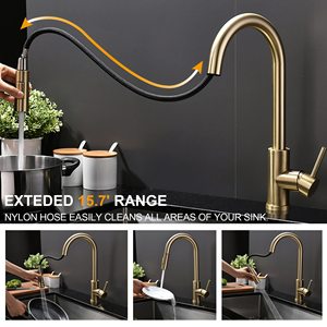 Brushed Gold <strong>Sprayer</strong> <strong>Faucet</strong> SUS 304 Stainless Steel <strong>Faucet</strong> With Hose Pull Down <strong>Utility</strong> Sink <strong>Faucet</strong> for Kitchen - Product Image 3