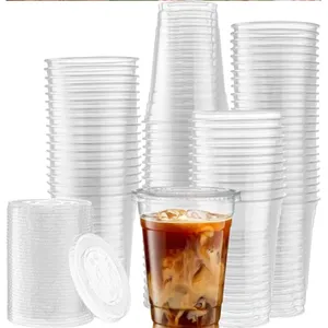 pet reusable plastic coffee wine eco disposable blend cups with dome flat lid supplier manufacturer