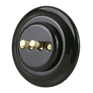 Flush-mounted Porcelain Glazed Black Toggle Electric Switch with 2 Gold Metal Handles