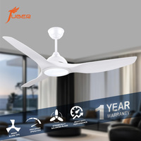 Ventilateur de plafond minimaliste blanc avec lumière, 3 pales en ABS, télécommande, moteur AC, ventilateur décoratif pour chambre à coucher