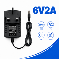 Adaptateur secteur AC/DC 6V 2A avec protection contre les surintensités, conforme RoHS, prise UK, chargeur mural 12W, vente en gros d'usine