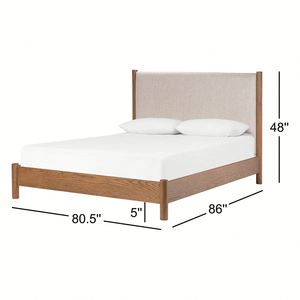 French Provincial Bed with Woven Cane <b>Panels</b> Light Wood Frame Carved <b>Headboard</b> Rattan Bed for Bedroom Home - Product Image 3