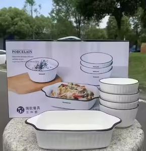 Vaisselle en céramique blanche pure en gros, bols et assiettes, service de table pour la maison - Product Image 2