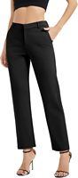 Pantalon décontracté pour femme, coupe droite classique, taille élastique, devant plat, confortable, avec poches, longueur intégrale, motif uni