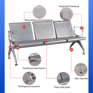 4 posti sedia di attesa in acciaio 3 posti Design industriale stile per aeroporto e ospedale stazione di attesa esterna - Product Image 2
