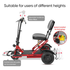 Trottinette électrique à 3 roues <span class=keywords><strong>d</strong></span>'<span class=keywords><strong>occasion</strong></span> <span class=keywords><strong>handicapé</strong></span> très vendue aux USA, trottinette de mobilité pliable et légère <span class=keywords><strong>pour</strong></span> l'extérieur - Product Image 5