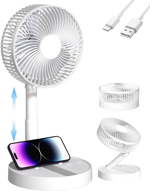 Portable Rechargeable USB Table Desk Fan with Height Adjustable Battery Operated Folding Fan
