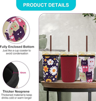 Manchons de tasse à café réutilisables, isolés, imperméables, en néoprène, antidérapants, durables, personnalisés pour boissons chaudes et froides, impression par sublimation