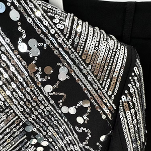 <span class=keywords><strong>Ensemble</strong></span> de costume deux pièces noir de luxe, blazer à paillettes argentées, <span class=keywords><strong>pantalon</strong></span> long, tenue de soirée formelle, costumes formels <span class=keywords><strong>pour</strong></span> femmes - Product Image 4
