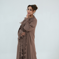 Ensemble Abaya musulmane Loriya, 2 pièces, cardigan et robe intérieure, dentelle florale Nida, Dubai, vêtements islamiques modestes pour femmes, vente en gros