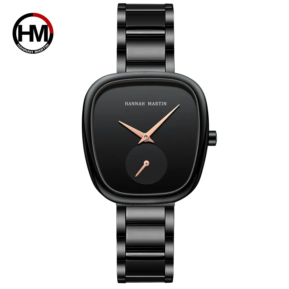 Relógio de quartzo Hannah Martin 1251 moderno, durável, preço de fábrica, design popular, melhor relógio feminino, pulseira de aço inoxidável, ideal para mulheres