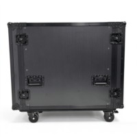 OEM All Black 16U Rack Mount Flight Case untuk Server Kurang dari 80cm dengan Roda Hitam 4 Inci dan Tutup Depan dan Belakang yang Dapat Disatukan