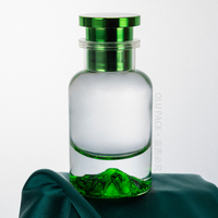 Bouteille de parfum en verre rechargeable vide de luxe transparente personnalisée avec boîte de forme ronde à fond épais de 30ml 50ml 100ml